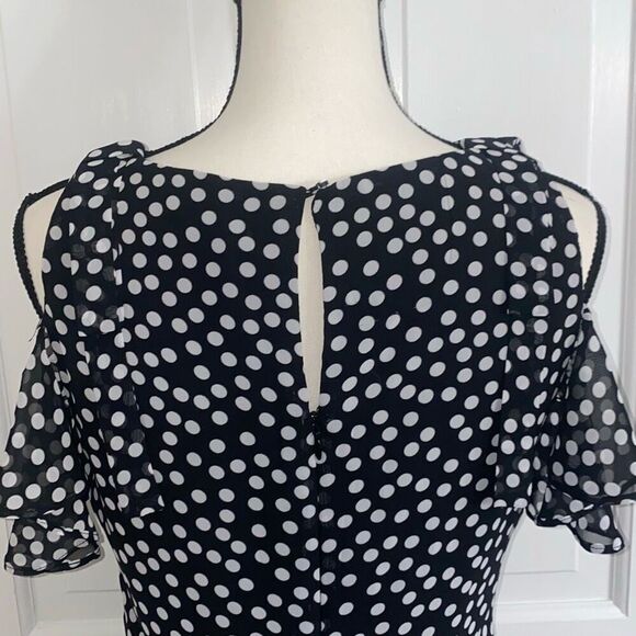 Neiman Marcus asymmetrical polka dot dress size 6 - Picture 8 of 12